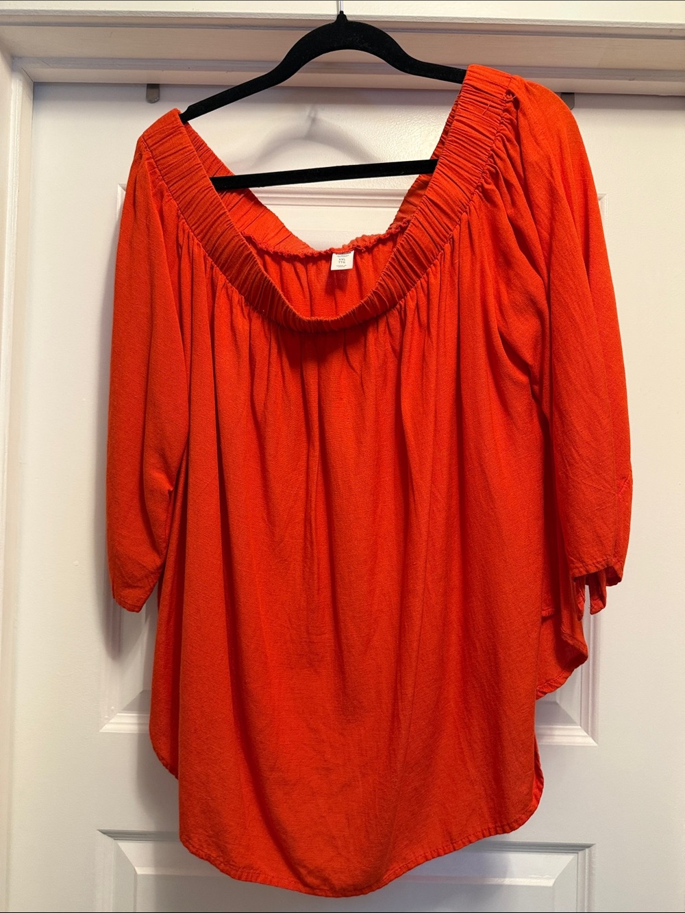Women’s Scoop-Neck Peasant Top - Bright Orange